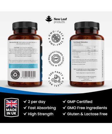 High Strength Pure Marine Collagen 1500mg - 180 Tablets with Hyaluronic Acid & Vitamin C | Hydrolysed Collagen Peptides | for Women and Men - Buy Online on GoSupps.com