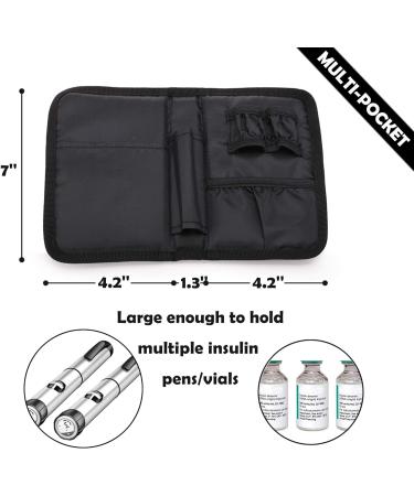 Apollo Walker Insulin Cooler Travel Case - Diabetic Organizer for Insulin Pens, Glucose Meter & Testing Kit - Includes 4 Ice Packs - Black Two Section - Buy Online on GoSupps.com