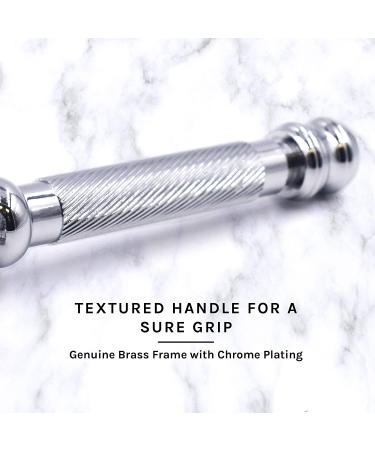 Parker 99R - Long Handle Heavyweight Butterfly Open Double Edge Safety Razor for Men + 5 Premium Platinum Blades - Buy Online on GoSupps.com