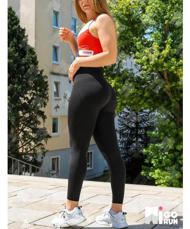 HIGORUN Women's Seamless Smile Contour High Waist Leggings | Black | Medium - Perfect for Workout, Gym, Yoga - Buy Online on GoSupps.com