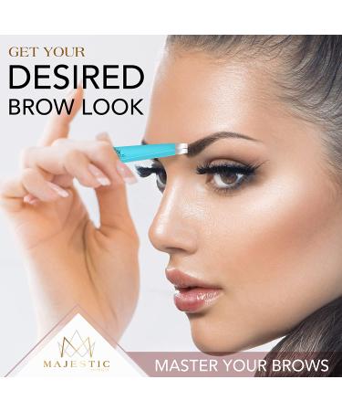 Majestic Bombay Fine Point Slant Tweezers Set - Precision Pluckers for Splinter, Facial, Chin, Brow, and Ingrown Hair Removal - Stainless Steel (4pc) - Buy Online on GoSupps.com