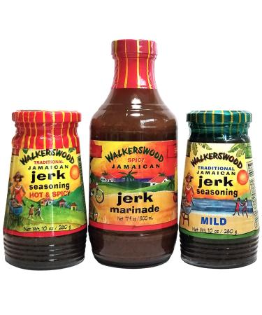 Walkerswood Jamaican Jerk Seasonings Mixed Pack - Hot  Spicy Mild and Jerk Marinade