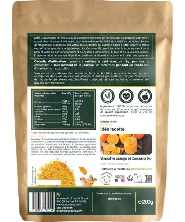 Organic Turmeric Powder 200G | 3% Curcumin | Joints Mobility Digestion Skin | Top Quality - Buy Online on GoSupps.com