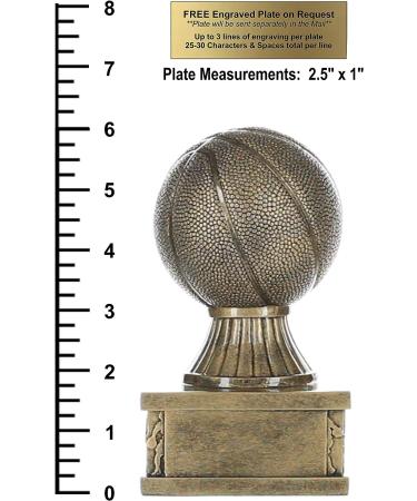 Gold Basketball Action Pedestal Trophy | Hoops Award - 6 Inch Tall | Engraved Plate Available - Buy Online on GoSupps.com