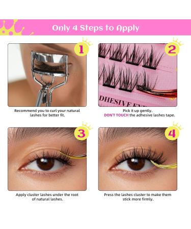 Self-Adhesive Lash Clusters 55Pcs - Wispy Eyelash Extensions 8-16mm for DIY Makeup | Thin Band Cluster Lashes by W(01 - Buy Online on GoSupps.com