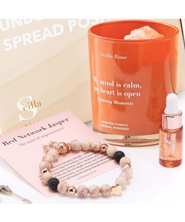 Crystal healing fragrance candle and essential oil bracelet set for women best friend sister birthday gifts for her fear relief bracelet and aromatherapy sleeping oil  - Buy Online on GoSupps.com