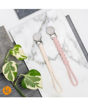 BooginHead Silicone Pacifier Clip 2-Pack - Rose & Cream Baby Pacifier Holder - Buy Online on GoSupps.com