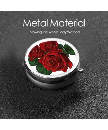 Gothic Rose Print Mini Round Pill Box | 3 Compartment Travel Pill Organizer | Portable Medicine Case for Home & Office - Buy Online on GoSupps.com
