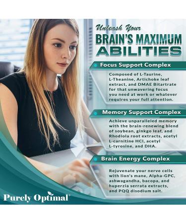 PURELY OPTIMAL Premium Brain Supplement - Boost Focus & Memory | 60 Capsules - Buy Online on GoSupps.com