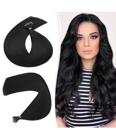 Silk-co Nano Ring Hair Extensions 1g/s Pre Bonded 50g Nano Tip Bondings 100% Real Remy Human Hai 50 Strands 1g/s #01 Jet Black 20 Inch