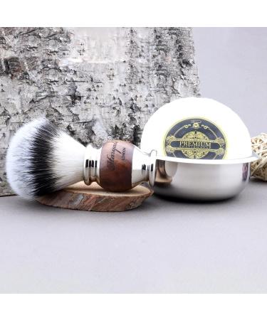 Haryali London 3-Part Shaving Brush Set | Sustainable Synthetic Brush Shaving Soap & Stainless Steel Bowl - Buy Online on GoSupps.com
