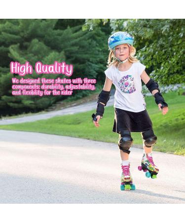 STMAX Roller Skates Women and Girls Classic Derby Quad Skate - Floral Design - Size 7 Women / 5.5 Youth - Buy Online on GoSupps.com