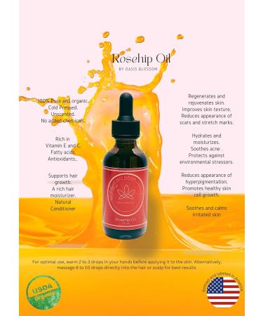100% Pure Organic Rosehip Oil for Face Skin & Hair | Cold Pressed & Unrefined | Hydrating Anti-Aging | 2 Fl Oz - Shop Now - Buy Online on GoSupps.com