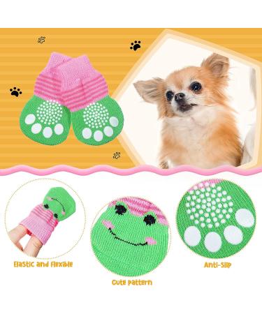 Anti-Slip Dog Socks 24pc Set - Small Cat Puppy Paw Protector Grip Knit Socks for Indoor Hardwood Floors - Better Traction for Small Medium Pets - Buy Online on GoSupps.com