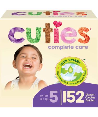 Cuties | Skin Smart, Absorbent & Hypoallergenic Diapers with Flexible & Secure Tabs | Size 5 | 152 Count Size 5 (152 Count)