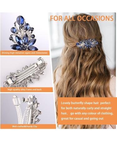 WLLHYF Luxury Flower Jewelry Design Hairpin Rhinestone Flower Hair Clips Hair Barrette for Women and Girls French Style Hairclips Hair Accessories(Blue) - Buy Online on GoSupps.com