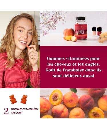 VitaYummy Vitamin Gums for Hair and Nails Peach Flavor - With Vitamin C Vitamin D Zinc and a High Dose of Biotin (5000 g) - 60 Hair Candy - Buy Online on GoSupps.com