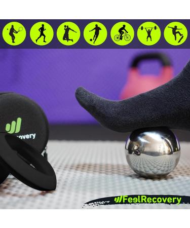 Therapeutic Massage Ball with Gel & Stainless Steel for Cold/Heat Therapy - Small Roller with Handle for Fascia Back Neck & Feet - Ideal Wellness Gift in Black - Buy Online on GoSupps.com