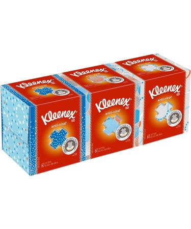 Kleenex 21286 Boutique Anti-Viral Tissue, 3-Ply, Pop-Up Box, 68/Box, 3 Boxes/Pack