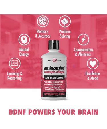 HEALTH DIRECT - AminoMind - Nootropic Collagen Supplement for Brain Health and BDNF - Pro-Hyp & Hyp-Gly Dipeptides Coffeeberry Antioxidants - Passionfruit Guava - 14 Fl Oz (28 Servings) - Buy Online on GoSupps.com