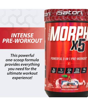 iSatori Morph X5 Intense Pre Workout with Beta Alanine Creatine Magnapower Citrulline Malate- Nitric Oxide Flow & Pump Supplement for Energy Endurance and Strength Cherry Frost (20 Servings) - Buy Online on GoSupps.com