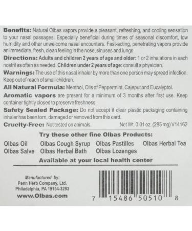 Olbas Inhalers 0.01oz - Fast Relief for Nasal Congestion and Sinus Relief - Buy Online on GoSupps.com