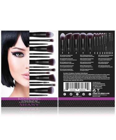 SHANY 14-Piece Makeup Brush Set - Black Bombshell Kabuki Brushes for Foundation Powder Concealers & Eye Shadows - Premium Quality Makeup Tools - Buy Online on GoSupps.com