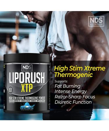 NDS Nutrition LipoRush XTP Thermogenic Fat Burner - Extreme Energy & Focus Powder with L-Carnitine - Blue Berry Snow Cone - 45 Servings - Buy Online on GoSupps.com
