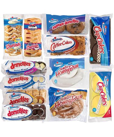 Hostess Variety Pack  Honey Buns Coffee Cake Donettes Cakes and Danish  12 Packs
