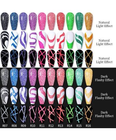Reflective Glitter Gel Nail Polish 5ml Sparkling Black Gel Liner Polish Shimmer Diamond Soak Off UV Gel Nail Varnish Glitter Nail Gel Manicure for Party Holiday Home Use (R07) - Buy Online on GoSupps.com