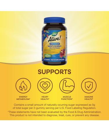 Nature s Way Alive! Zero Sugar Men's Gummy Multivitamins Energy Metabolism* Muscle Function* B-Vitamins No Sugar Alcohols Plant-Based Sweeteners Peach Flavored 80 Gummies - Buy Online on GoSupps.com