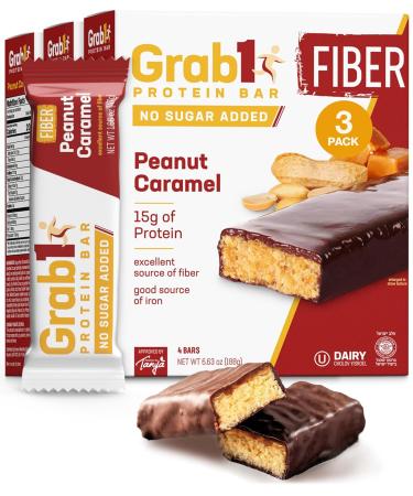 GRAB1 Sugar Free Protein Bars - Pack of 12 - Peanut Caramel