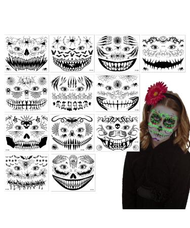 Halloween Prank Makeup Temporary Sticker | Temporary Face Halloween Sticker - Halloween Accessories Face Sticker Decorations for Face Body Arms
