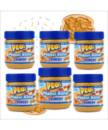 PEO's 6 x 340g Crunchy Peanut Butter | Natural Peanut Butter from Roasted Peanut Kernels | Delicious Peanut Paste Full Taste