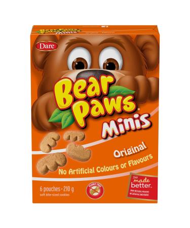 Bear Paws Minis Original Cookies - Bite-sized Soft Cookie Snack Packs School Snacks Made With Real Molasses Peanut Free 210g 6 Pouches