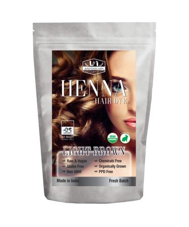 Organic LIGHT BROWN Henna Hair Dye - USDA Certified Organic Henna For Hair, Natural, gluten free, cruelty free Henna Hair Color 3.5 Ounce (Pack of 1) Organic LIGHT BROWN