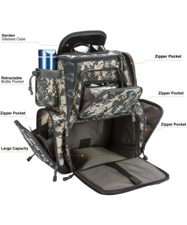 Piscifun Fishing Tackle Backpack - Large Waterproof Storage Bag with 4 Trays and Rain Cover | 4 Tackle Boxes Included (Khaki/Black/Camouflage) - Digital Camo - Buy Online on GoSupps.com
