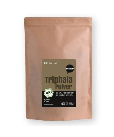 Wohltuer Organic Triphala Powder 1000g - Contains Organic Amla Organic Haritaki and Organic Bibhitaki ground - Ayurvedic