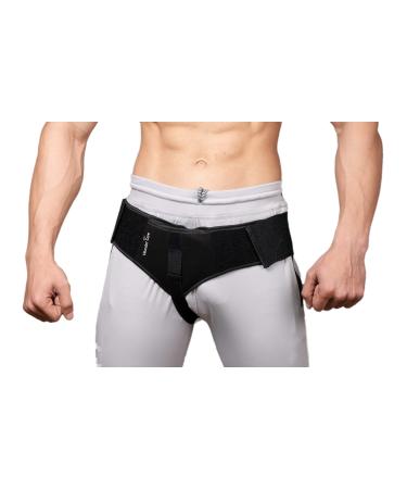 Wonder Care - Black Inguinal Hernia Support Truss for Single Inguinal or Sports Hernia with one Removable Compression Pads & Adjustable Groin Straps Surgery & Injury Recover (Right XXL -46-50 inches) XXL(45"50") Single-Right