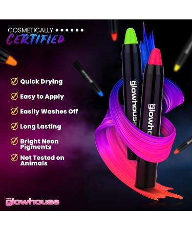 The Glowhouse UV Neon Face Paint and Body Paint Stick (Pack of 6) Fluorescent Brightest Glow under UV! - Buy Online on GoSupps.com