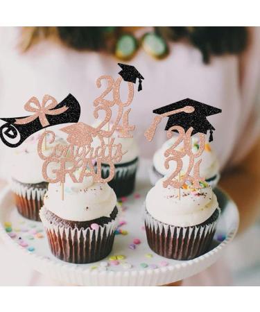 Rsstarxi 36 Pack 2024 Graduation Cupcake Toppers 2024 Graduation Party Decorations Glitter Class of 2024 Congrats Grad Diploma Cap Cupcake Picks for 2024 Graduation Party Cake Decorations Rose Gold - Buy Online on GoSupps.com