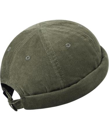 Clape Cotton Docker Cap for Men - Adjustable Seemanns Cap with Corduroy Brimless Design - Perfect Fishing Beanie - HBH01-Green - Buy Online on GoSupps.com