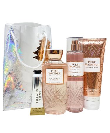 Bath and Body Pure Wonder Gift Set Bag - Fragrance Mist - Body Cream - Shower Gel and Hand Cream Arranged Inside a Decorative Gift Bag