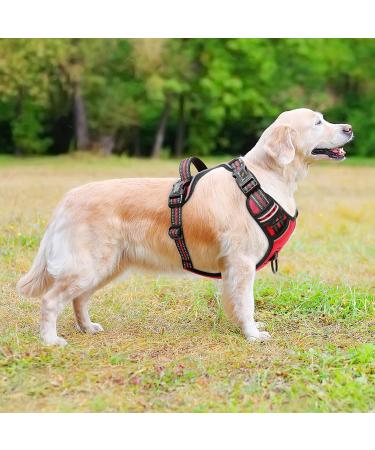 Adjustable No-Pull Dog Harness for Large Breeds - Heele Reflective & Breathable XL in Red (53-97cm) - Buy Online on GoSupps.com