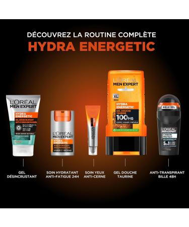 L'Or al Men Expert - Men's Energy Routine Bag - Anti-Fatigue Face & Eye Care - Vitamin C Taurine & Charcoal - Hydra Energetic - 5 Products - Buy Online on GoSupps.com
