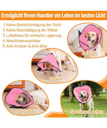 Soft Adjustable Dog Collar - Leak Protection Ruff Breathable Elizabethane Light Pink XL - Recyclable Neck Band for Pets - Buy Online on GoSupps.com