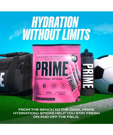 PRIME HYDRATION + Sticks Fraise Past que | B tonnets de poudre d'hydratation portion unique | Poudre d' lectrolyte en d placement | Faible teneur en sucre | Sans caf ine | V g talien | 16 b tonnets Past que fraise 5.76 Ounce (Pack of 16) - Buy Online on GoSupps.com