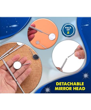 Dental Mouth Mirror Set - Professional Dentist Inspection Tool for Home Use | Pack of 2 Curved Angle Oral Care Mirrors - Buy Online on GoSupps.com