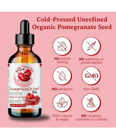 Pomegranate Seed Oil. 120ml. 100% Pure. Cold-pressed. Unrefined. Organic. Rich in Antioxidants and Essential Fatty Acids. Promotes Skin Hydration. Natural Moisturizer for Hair Skin Nails Stretch Marks. Bella Terra Oils. 120 ml (Pack of 1) - Buy Online on GoSupps.com