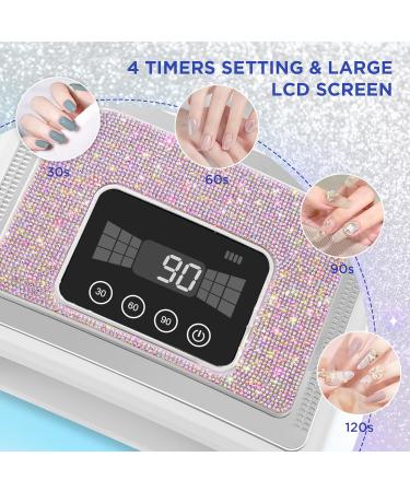 Aedavey Cordless Gel Nail Light 120W Nail Dryer for All Gel Nails LED Nail Lamp with 4 Timer Modes - Professional Curing - Auto Sensor - LCD Screen Portable Gel Light for Nails for Home & Salon (Sparkly Silver Diamond) - Buy Online on GoSupps.com